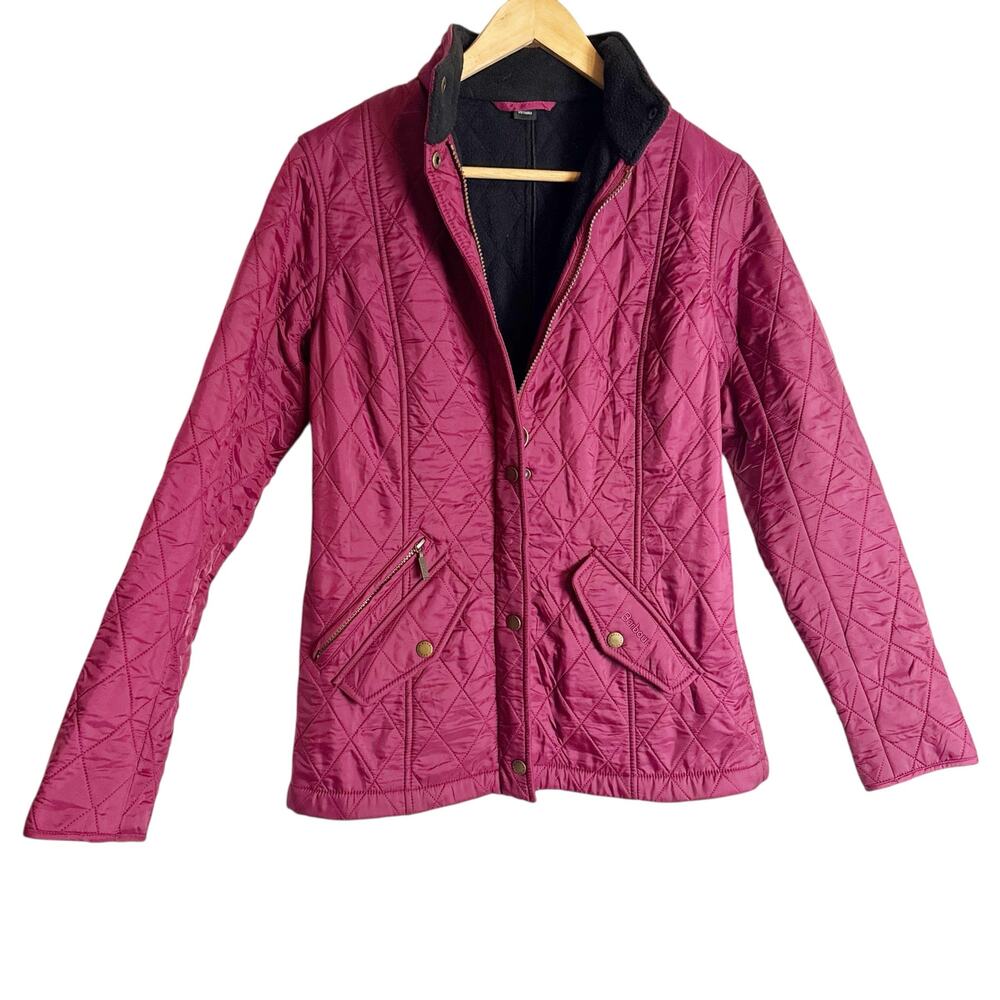 Barbour Berry Red Quilted Long Sleeve Zip Up Equestrian Performance Jacket Sz 4